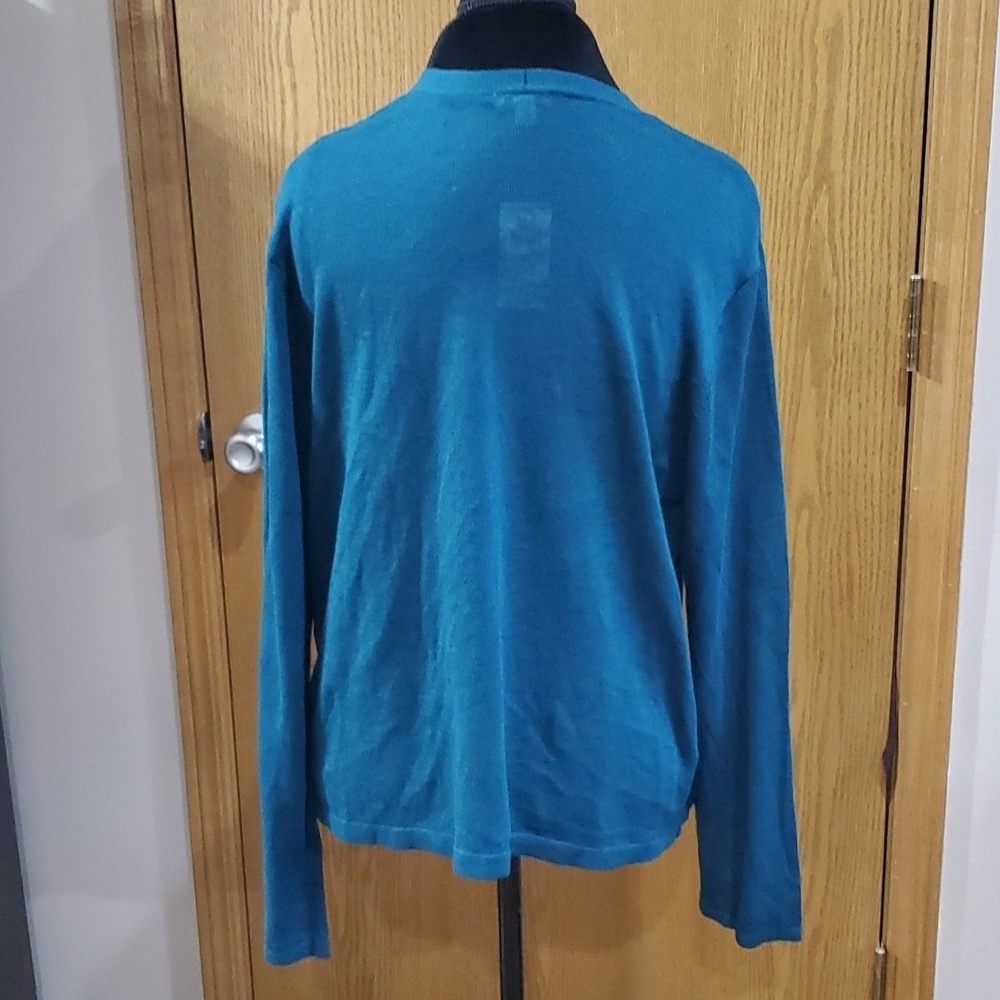 J Jill nwt linen cotton blend open front cardigan pacific blue - Picture 3 of 5